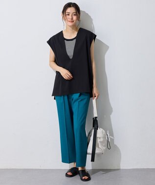 ANY L 【新色追加】ラウンドタンクトップ オフ×ブラック