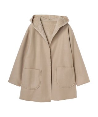 Green Parks ２ｗａｙフード裏ボアミディ丈コーディガン Beige