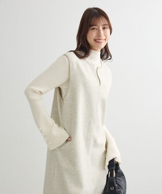 Green Parks 圧縮ポンチ合皮パイピングジャンスカ Ivory