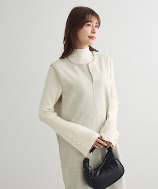 Green Parks 圧縮ポンチ合皮パイピングジャンスカ Ivory