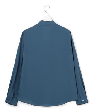 ICB L 【6/12-6/28期間限定・受注生産】BackSatinAmunzen ボウタイブラウス ダルブルー×チャコール
