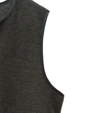 Green Parks 圧縮ポンチ合皮パイピングジャンスカ Dark Green