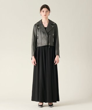 GRACE CONTINENTAL ラムレザーライダースジャケット チャコール