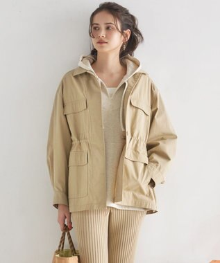 23区 L 【SLOW/一部店舗限定】ハイカウントギャバ ミリタリージャケット ベージュ系