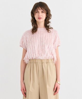 BEIGE， 【洗える】LYCORIS / カットジャカードプルオーバーニット Light Pink