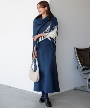 23区 ウールカシミヤ トライアングル ストール ダルブルー系