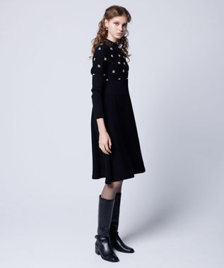 TOCCA 【洗える】PEARL BOUQUET KNITDRESS ニットドレス ブラック系