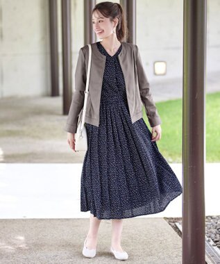 Tiaclasse L 【本革】ノーカラーシープレザージャケット モカ