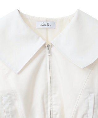 Green Parks ｄａｚｚｌｉｎ　襟付きツイルショートｚｉｐブルゾン Ivory