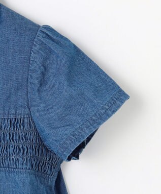 組曲 KIDS 【100㎝】 フラワーボタンデニムワンピース ネイビー