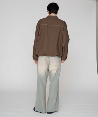 WEGO 【ユニセックス着用ITEM/MLサイズ展開】カラーステッチシャツジャケット ブラウン