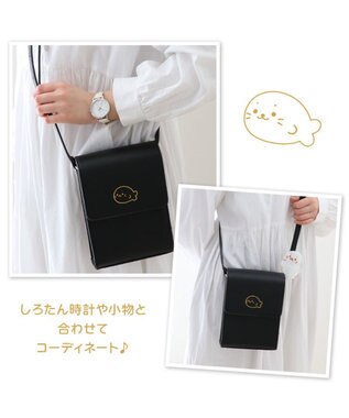 Mother garden しろたん スマホショルダー バッグ 黒  スマホポーチ 黒