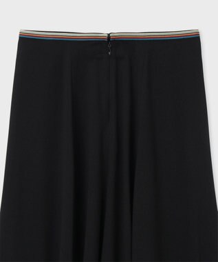 Paul Smith バックサテン ジョーゼット フレアスカート ブラック