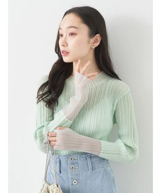 earth music&ecology シアー配色リブプルオーバー