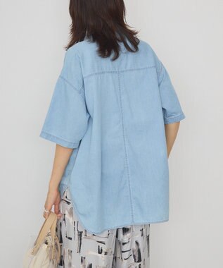 AMERICAN HOLIC Ｗポケット半袖デニムシャツ Light Indigo