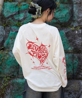 WEGO 【ユニセックス着用ITEM/MLサイズ展開】スリーブロゴグラフィックラグランT（LS） ホワイト