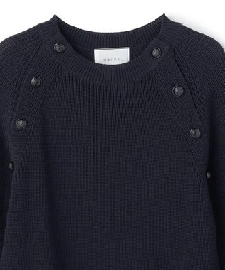 BEIGE， HELIODOR / スポンディッシュマリンボタンニット Navy