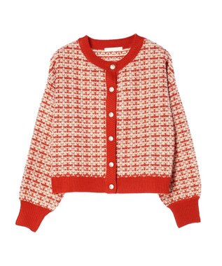 Green Parks ・ｆｕｒｒｙ　ｒａｔｅ　ツィードラメニットカーディガン Orange