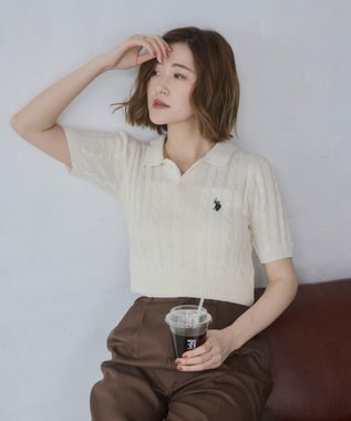 WEGO 別注USPOLO　ケーブルニットポロ ホワイトアイボリー