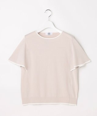 J.PRESS LADIES COOL MINT COTTON POLYESTER フレアスリーブ ニット プルオーバー グレージュ系