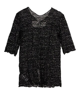 Green Parks カットワークデザインレース半袖トップス Black