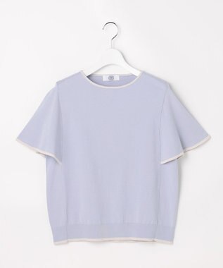 J.PRESS LADIES COOL MINT COTTON POLYESTER フレアスリーブ ニット プルオーバー サックス系