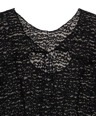 Green Parks カットワークデザインレース半袖トップス Black