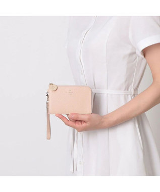 LANVIN en Bleu メラニー キーリング付きマルチケース ピンクベージュ