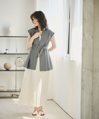 #Newans 【洗濯機可能/ストレッチ】ペプラムジレ グレー