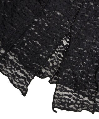 Green Parks カットワークデザインレース半袖トップス Black