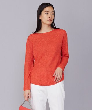 ICB 【WEB限定カラーあり・洗える】ペーパーブレンドシャインニット プルオーバー カーマイン系