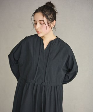 #Newans 【撥水加工/洗濯機可能】ドルマンスリーブドロストワンピース ブラック