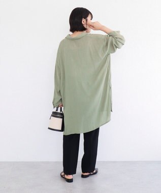 Green Parks Ｉ　ターンバック長袖レーヨンチュニック Khaki