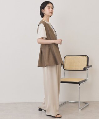 AMERICAN HOLIC 【イージーケア】リネンライクペプラムベスト Brown