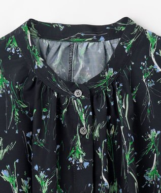 ANY スクエアプリントシャツ ネイビーベース×花柄