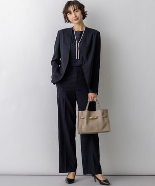 23区 【先行予約】アイアスマットストレッチ ノーカラージャケット ネイビー系