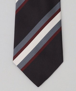 GOTAIRIKU GOTAIRIKU別注【MANTERO/マンテロ】ネクタイ_レジメンタル ブラック×グレー×ホワイト×ボルドー