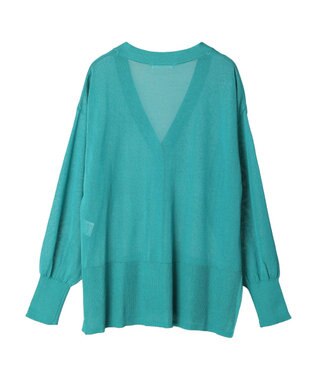 Green Parks 接触冷感Ｖネックカーデ Blue Green