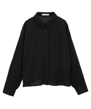 Green Parks サイドドロストショート丈シャツ（無地） Black