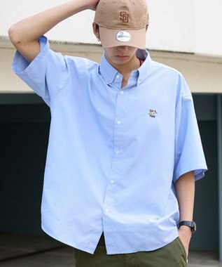 WEGO 【ユニセックス着用ITEM/MLサイズ展開】オックスフォードワンポイントシャツ（SS） サックス