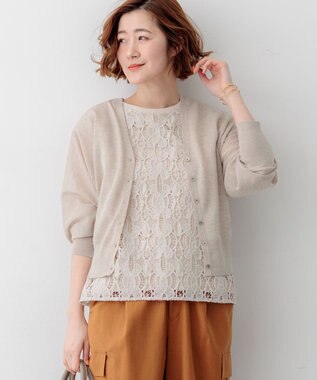 23区 L 【先行予約/WEB&一部店舗限定カラーあり】シャイニーシアー ドルマンスリーブ カーディガン アイボリー系