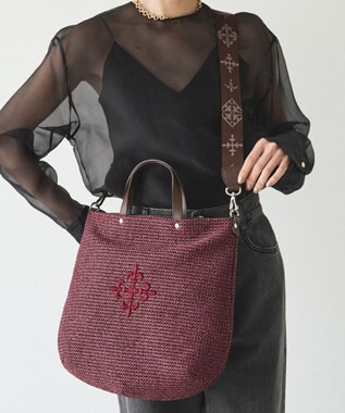 russet スリム2WAYトートバッグ <ナイロンラフィア>(CE-1717-WEB) Bordeaux