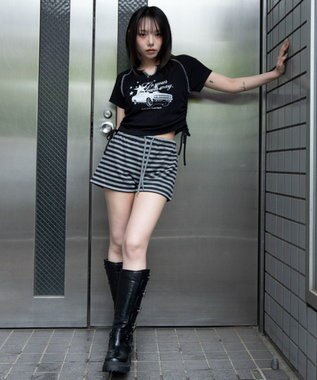 WEGO キーネックサイドレースアップちびT 柄9