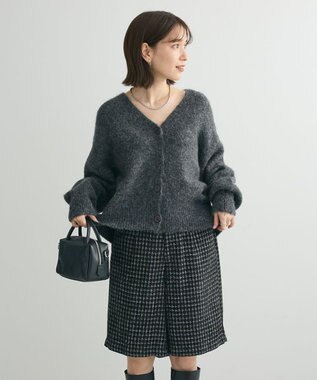 Green Parks 毛ふきシャギーＶネックカーディガン Dark Gray
