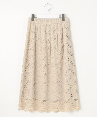 自由区 【セットアップ対応・洗える・XSサイズあり】レースコンビ スカート ベージュ系