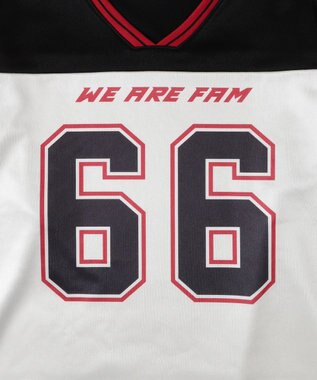 WEGO VネックナンバリングサテンBIGスウェット ブラック