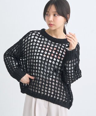 earth music&ecology チュールヤーンメッシュニットプルオーバー