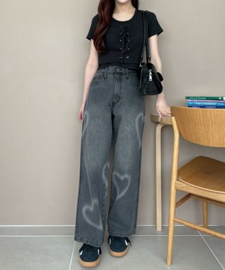 WEGO ヴィンテージライクレースアップT ブラック