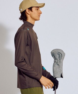 PW CIRCULUS 【吸水速乾 / UV遮蔽率99.5% UVカット / ストレッチ】【MEN】ロングスリーブ ポケットモックT ゴルフ ダークブラウン系