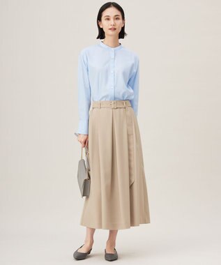 自由区 【洗える】ストレッチライトツイル スカート ベージュ